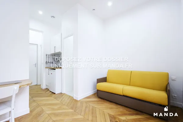 Studio meublé 47 Rue du Général Brunet, Paris - RDC - 17m²