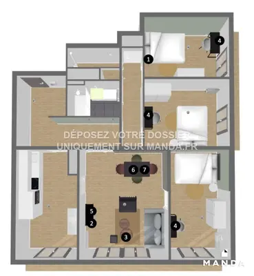 4 pièces meublé 10 Avenue Architecte Cordonnier, Lille - 11e étage - 78m²