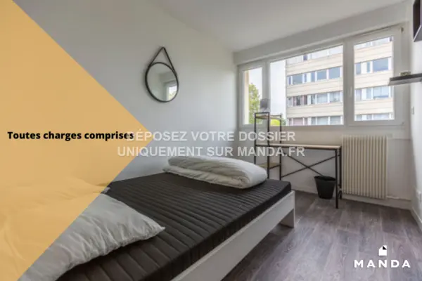 Chambre dans 6 pièces meublé 8 d Rue des Plants Bruns, Cergy - RDC - 9m²
